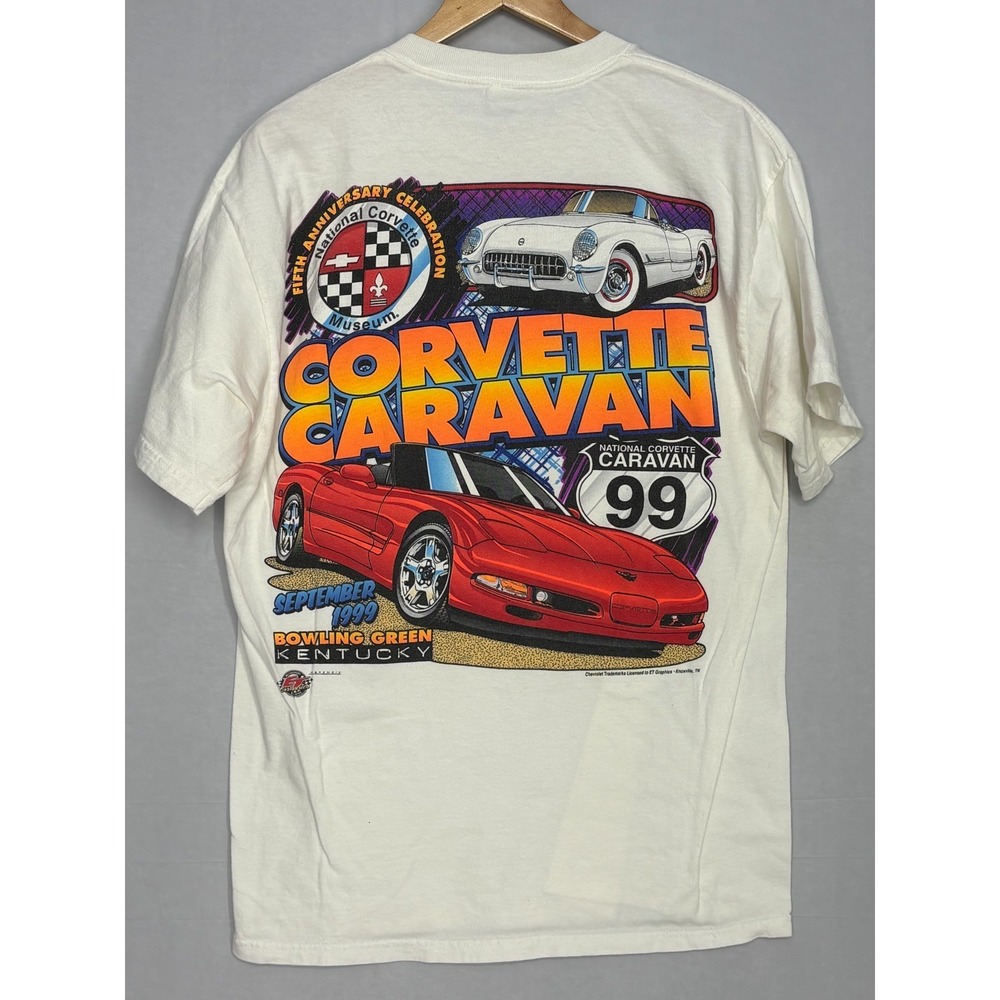 Bowling Green Kentucky Corvette Caravan Shirt Mens White Large Vintage Delta RS